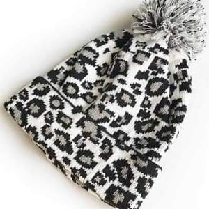 Leopard Knit Pom Beanie
